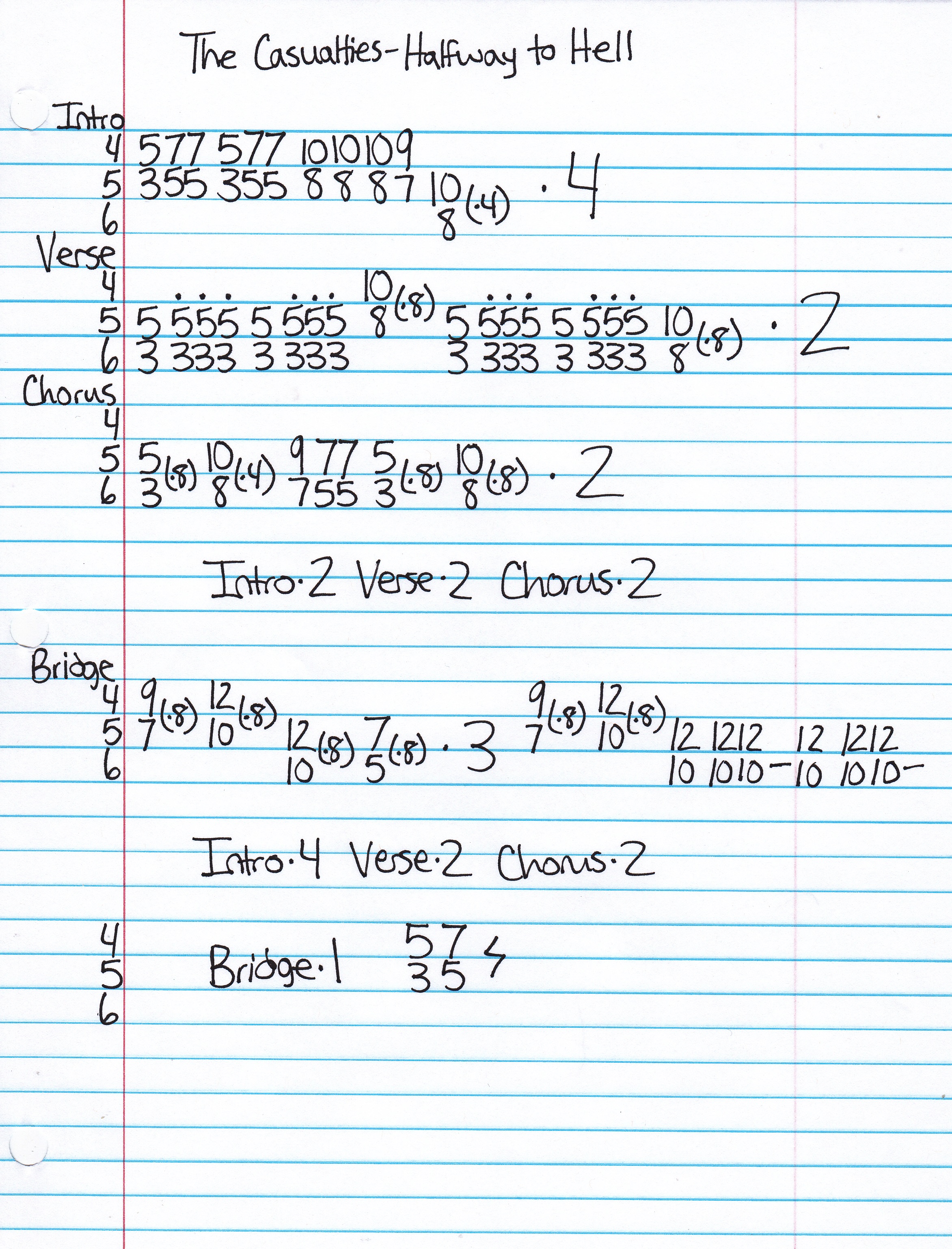 High quality guitar tab for Halfway To Hell by The Casualties off of the album Chaos Sound. ***Complete and accurate guitar tab!***